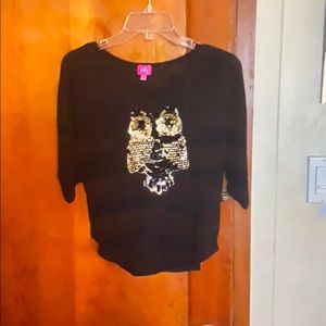 Girls Medium Owl Glitter Sweater